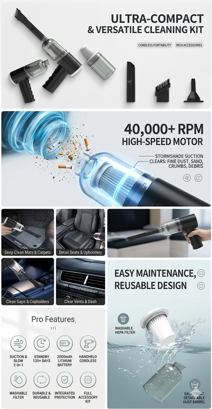 BlitzClean Pro — Pocket-Sized Power Vacuum